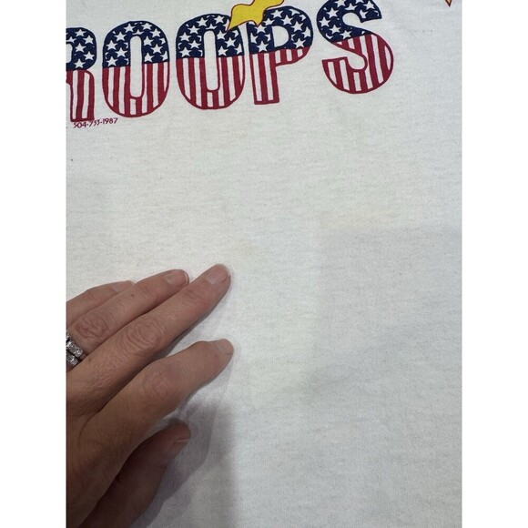Vintage 90s Men's Welcome Home Troops USA Flag Ribbon T-Shirt XL Single Stitch - Picture 4 of 6